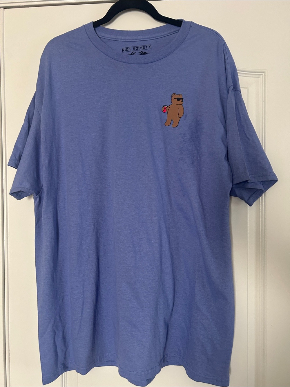 Riot Society Men's Lavender Tee with Bear Chest Graphic